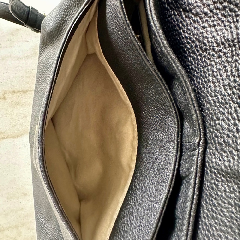 Tory Burch Black Pebble Leather Crossbody Messenger Bag - Large - Picture 10 of 16